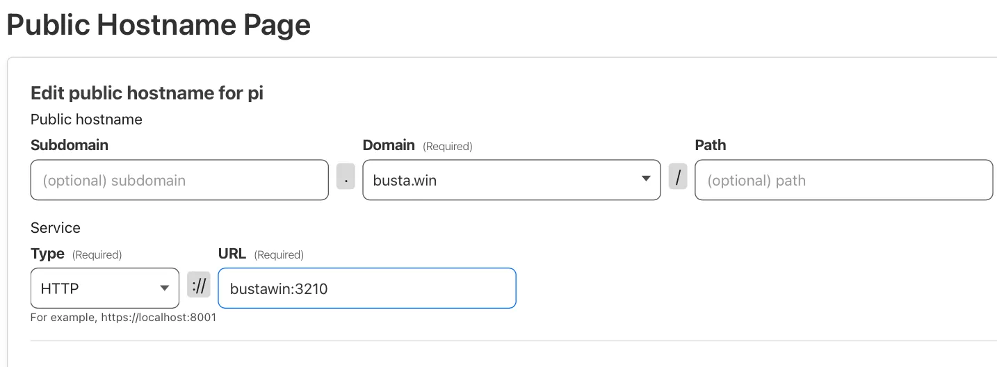 Linking the tunnel to the busta.win domain